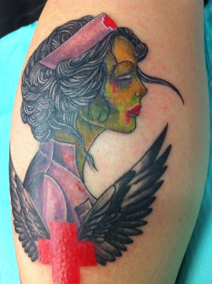 Zombie nurse tattoo