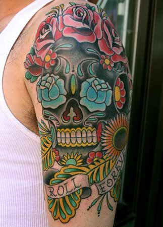 Tattoos Erick Lynch Sugar Skull Tattoo click to view large image rose arm