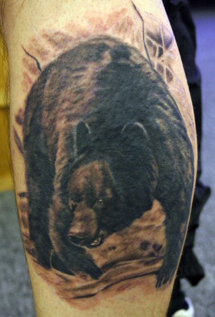 Tattoo Andy Black Bear CoverUp Leave Comment Placement Leg