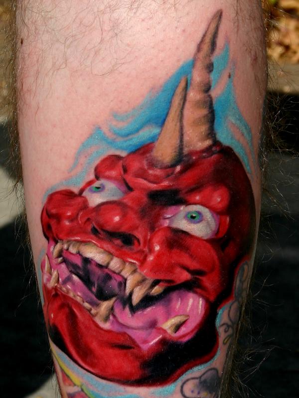 Comments This tattoo is of the Japanese Mask Hanya and was done on the 