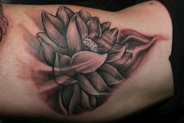 black and grey flower tattoo pictures. Black and grey flower