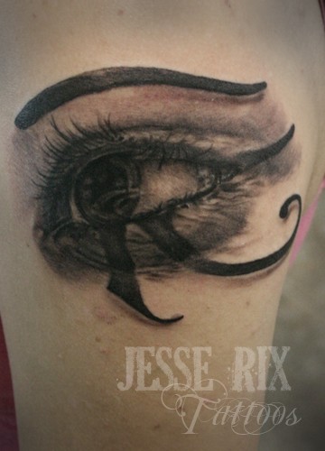 Black and Grey Flower Tattoos Horus eye tattoo