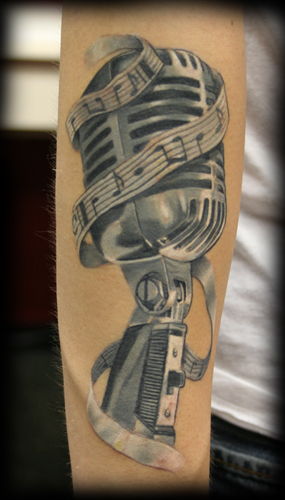 Comments: Old mic. done in true grays. 3 1/2 hrs. Tattoos