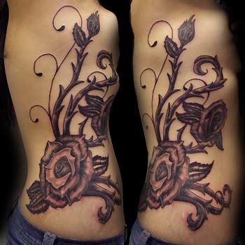 flower tattoos on ribs for girls