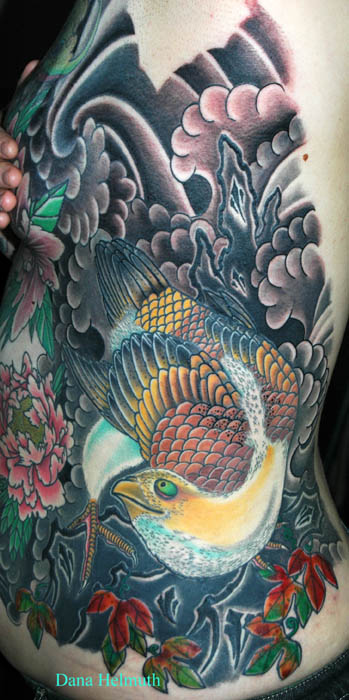 Traditional Asian Tattoos falcon and ivy