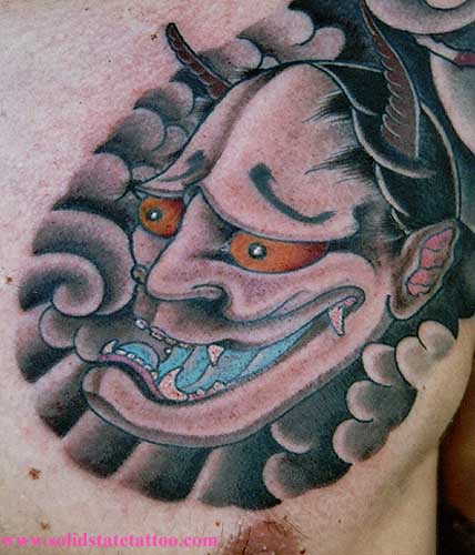 Traditional Asian Tattoos hannya chest