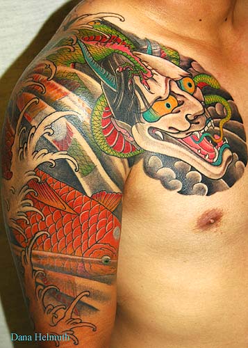 Looking for unique Tattoos? hannya koi dragon