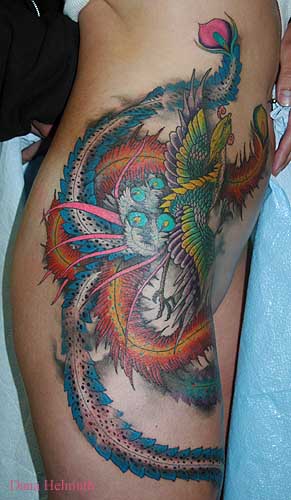 Traditional Japanese Tattoos phoenix side view
