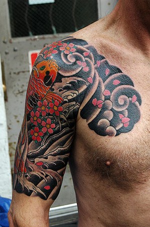 Dana Helmuth koi and sakura half sleeve and chest