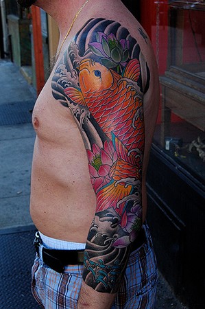 Dana Helmuth koi lotus and mantra sleeve main view