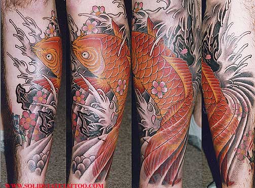 Nature Water Tattoos koi and waterfalls