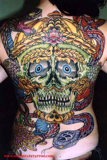 Looking for unique Tibetan tattoos Tattoos skull with snakes and 