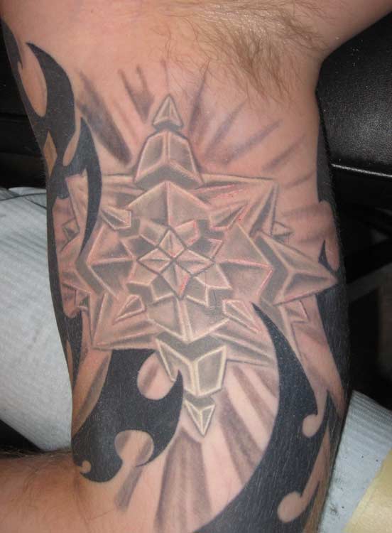 Biomech tribal snowflake tattoo click to view large image