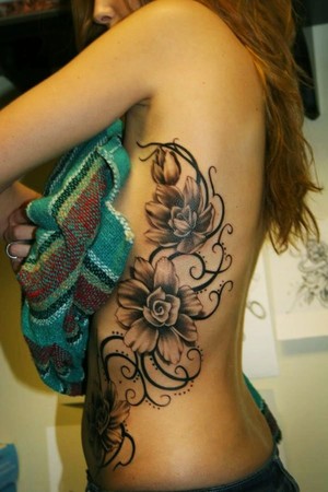 flower tattoo black. Black and Grey Flowers view 2