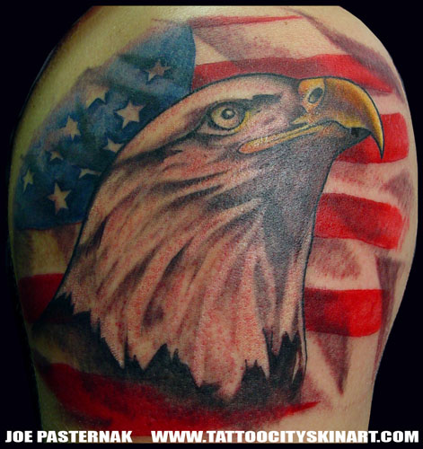 Eagle with American Flag Tattoos