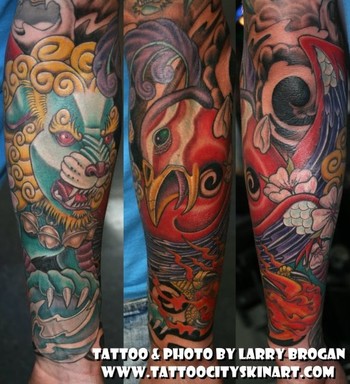Looking for unique New School tattoos Tattoos Phoenix and Foo Dog