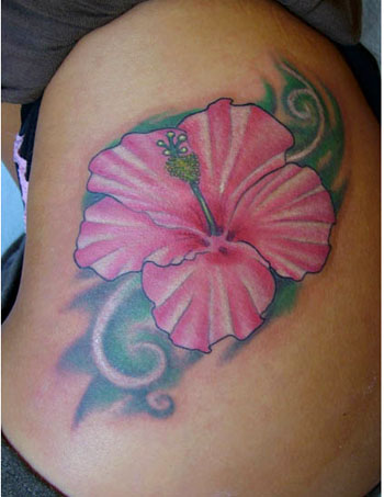 flower side tattoos. Flower on side of Hip