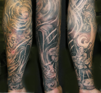 Black  Gray Tattoos on Off The Map Tattoo   Tattoos   Fantasy   Time Sleeve Forarm