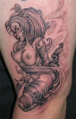 tattoo pin up. evil pinup