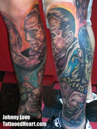 Comments: universal monsters leg sleeve in progress by johnny loveits all 