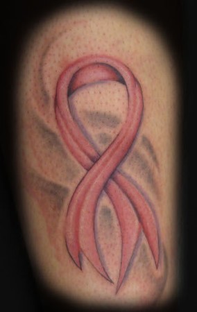 Pink Breast Cancer Support Ribbon Tattoo