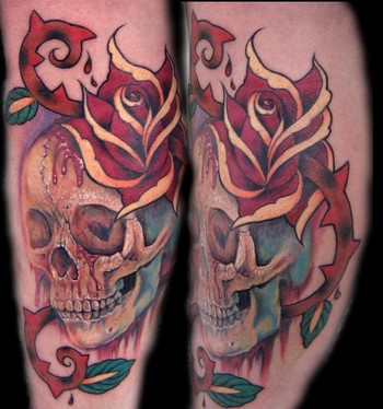 rose skull tattoo. rose skull tattoo. skull and