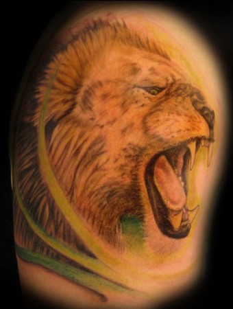 Tattoos Pennsylvania Hungry Angry Lion Portrait Tattoo