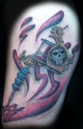 Comments: Skully Tattoo Machine With Blond Tattoo. this is my version of a 