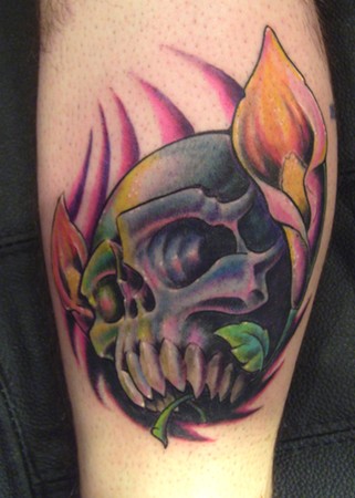 Skull and flowers. Posted by stain at 8:32 PM. Labels: skull on foot tattoo