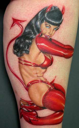 pin up vampire girl tattoos. Devil Pin Up Girl Tattoo