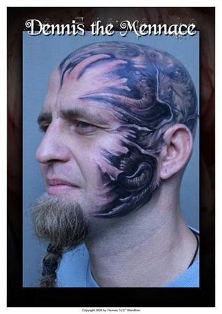 tattoo on face. Full Face Tattoo