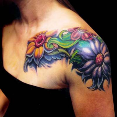 shoulder sleeve tattoo. Flower Shoulder Sleeve