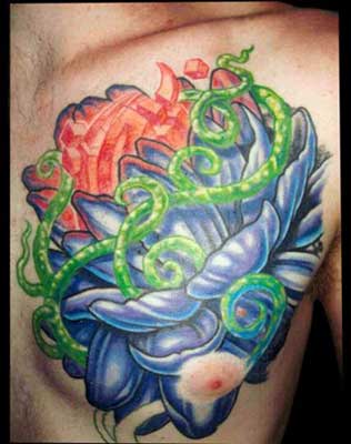 Mike Cole - Geometric Flower Chest Piece. Keyword Galleries: Color Tattoos, 