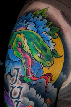 shoulder sleeve tattoo. Bez - Snake Shoulder Tattoo