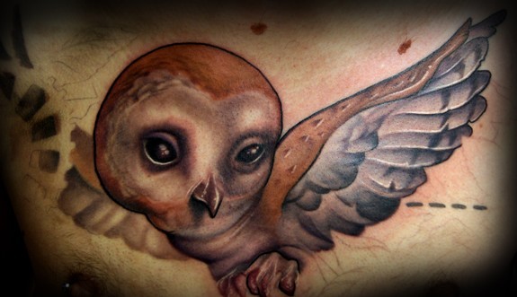 Kelly Doty - Barn Owl tattoo (unfinished) Large Image Leave Comment