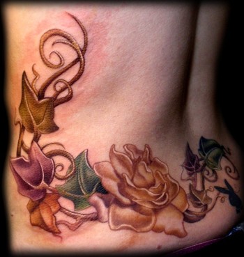 Kelly Doty - Finished Gardenia and Ivy tattoo. Large Image Leave Comment