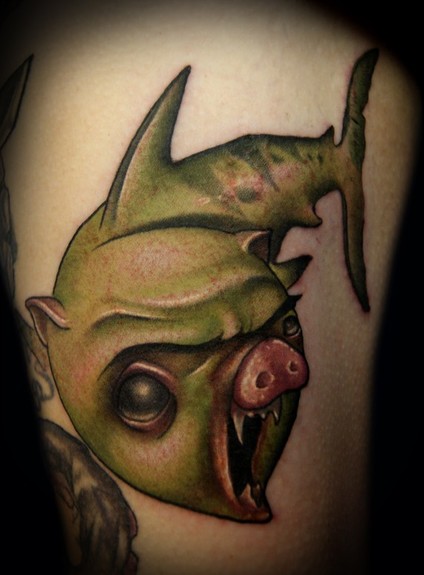 Pig shark tattoo