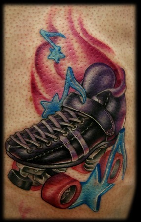 skateboarding tattoos. Roller Derby Skate tattoo.