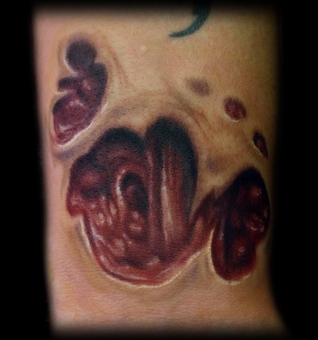 Comments: Yay, I got to do a zombie bite/rip tattoo! I looked at pictures of 