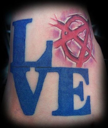 Comments: Anarchy tattoo,foot tattoo, color tattoo