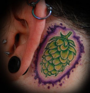 Ear Hop. Placement: Head/Face Comments: A Hop behind an ear for a true beer 