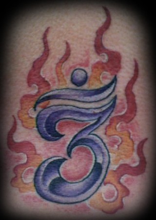 Color ohm. Placement: Back Comments: Ohm, Color tattoo , Custom tattoo