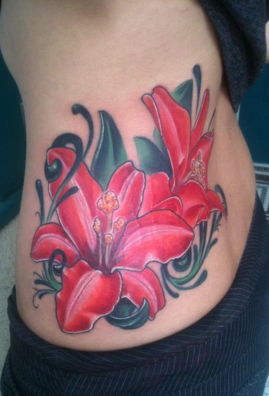 lilly tattoo. Placement: Back Comments: some lilly flowers