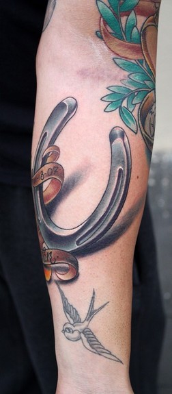 Ty McEwen - horseshoe tattoo. Large Image. Keyword Galleries: Color Tattoos, 