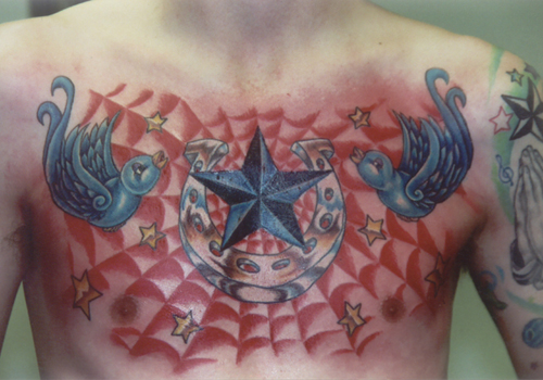 chest tattoo. Becky Morton - Chest Tattoo