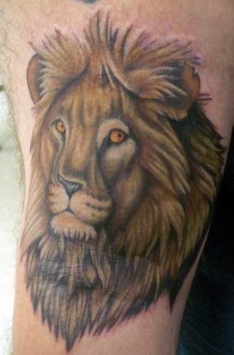 lion tattoos. The colors are amazing lions of their skin, mane, mouth,