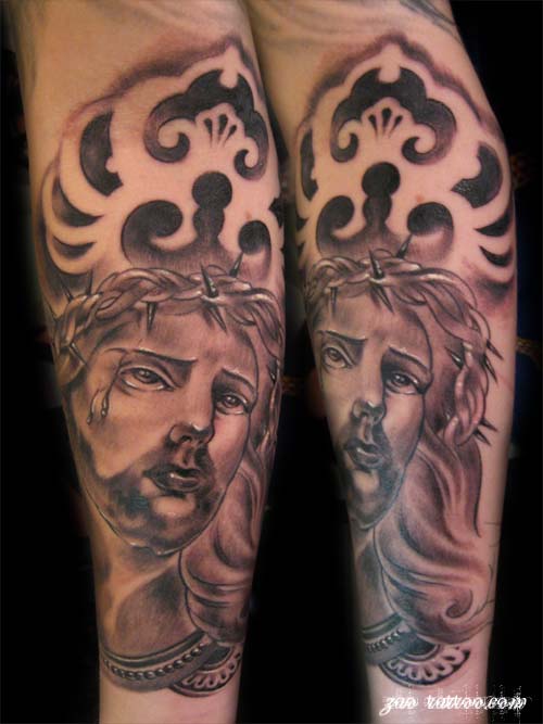 tattoo jesus. jesus tattoos tribal design