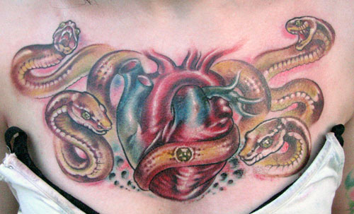 snakes tattoo. Heart and Snakes Tattoo.