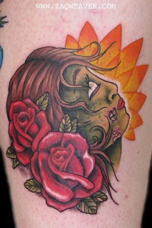 Tattoos Zaq Weaver Gypsy Head with Roses click to view large image