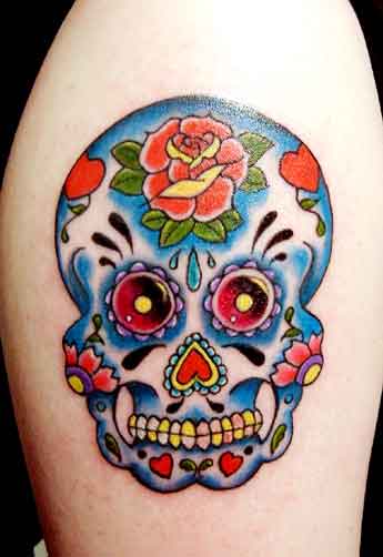 beauty flowers skull tattoos-364